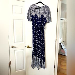 Blue and white wrap dress from Amazon